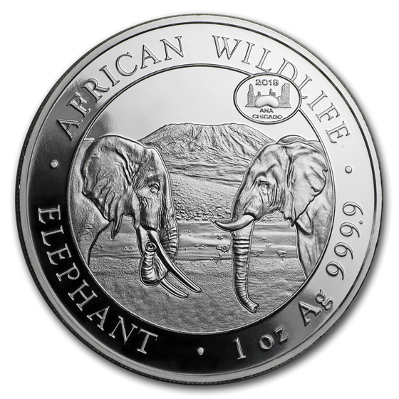 2019 Somalia 1 oz Silver Elephant (Chicago ANA Privy Mark) 2019 Somalia 1 oz Silver Elephant (Chicago ANA Privy Mark)